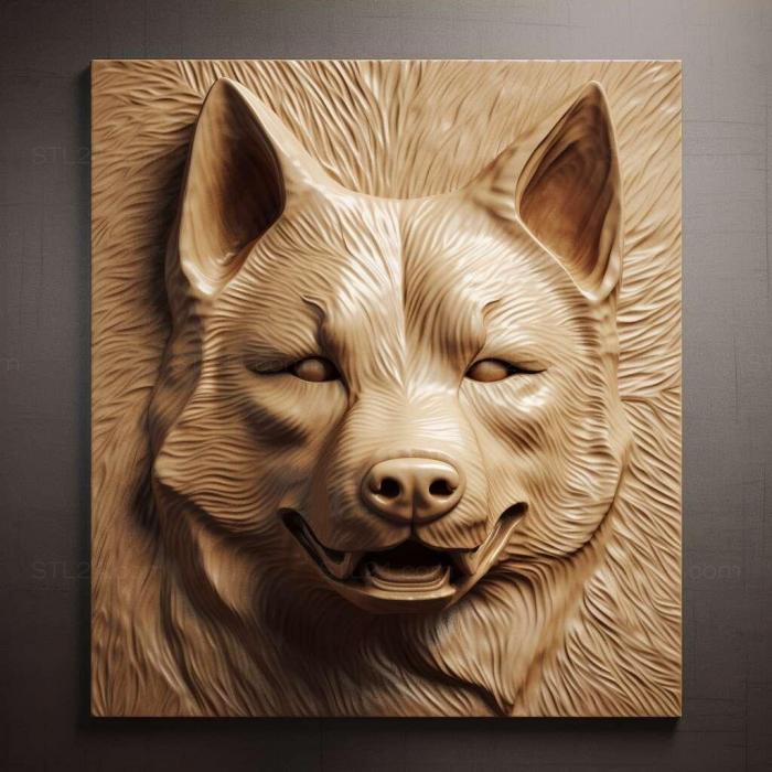 Nature and animals (st Akita Inu dog 4, NATURE_760) 3D models for cnc